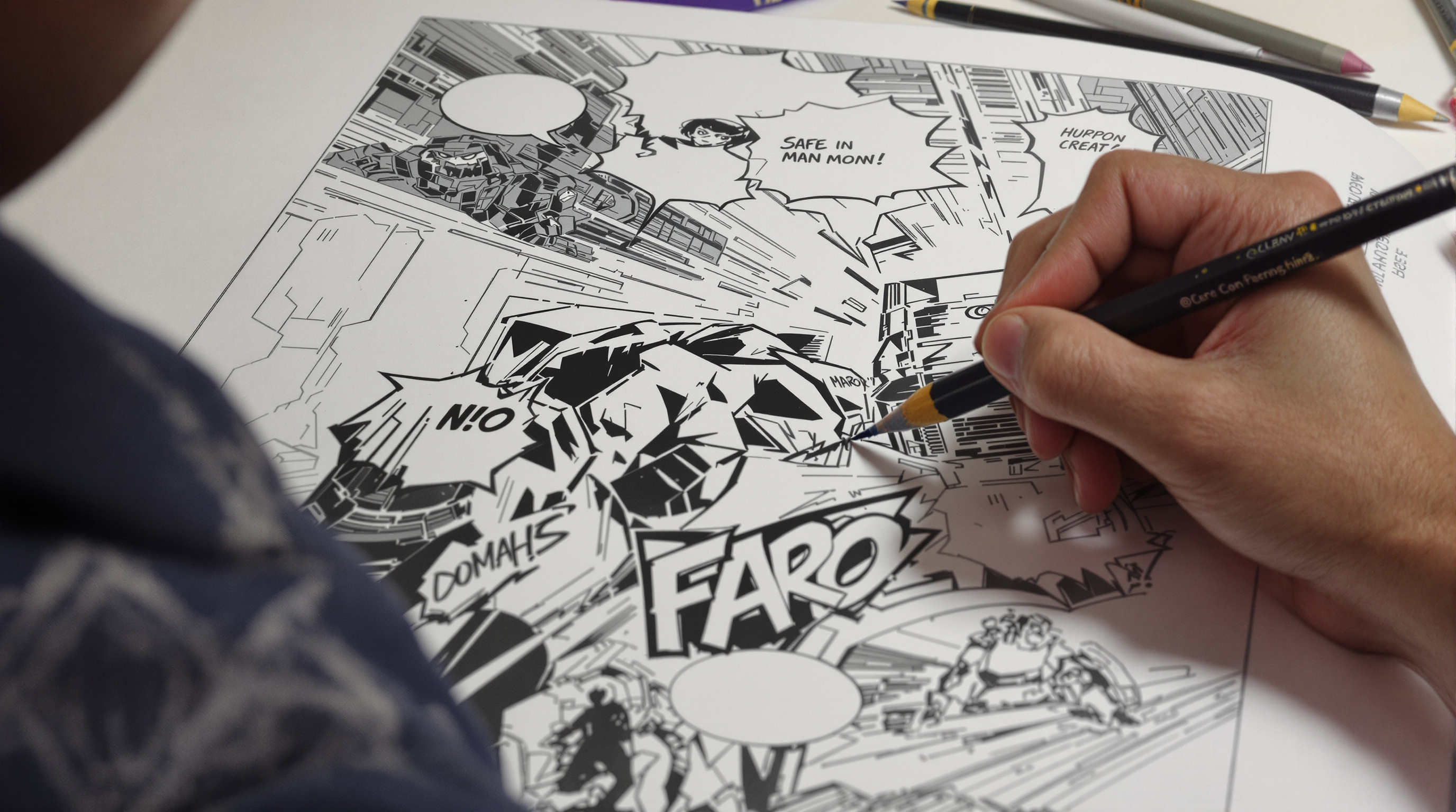 Planche de bande dessinée réalisée par Jeremy Graphiste, graphiste dessinateur